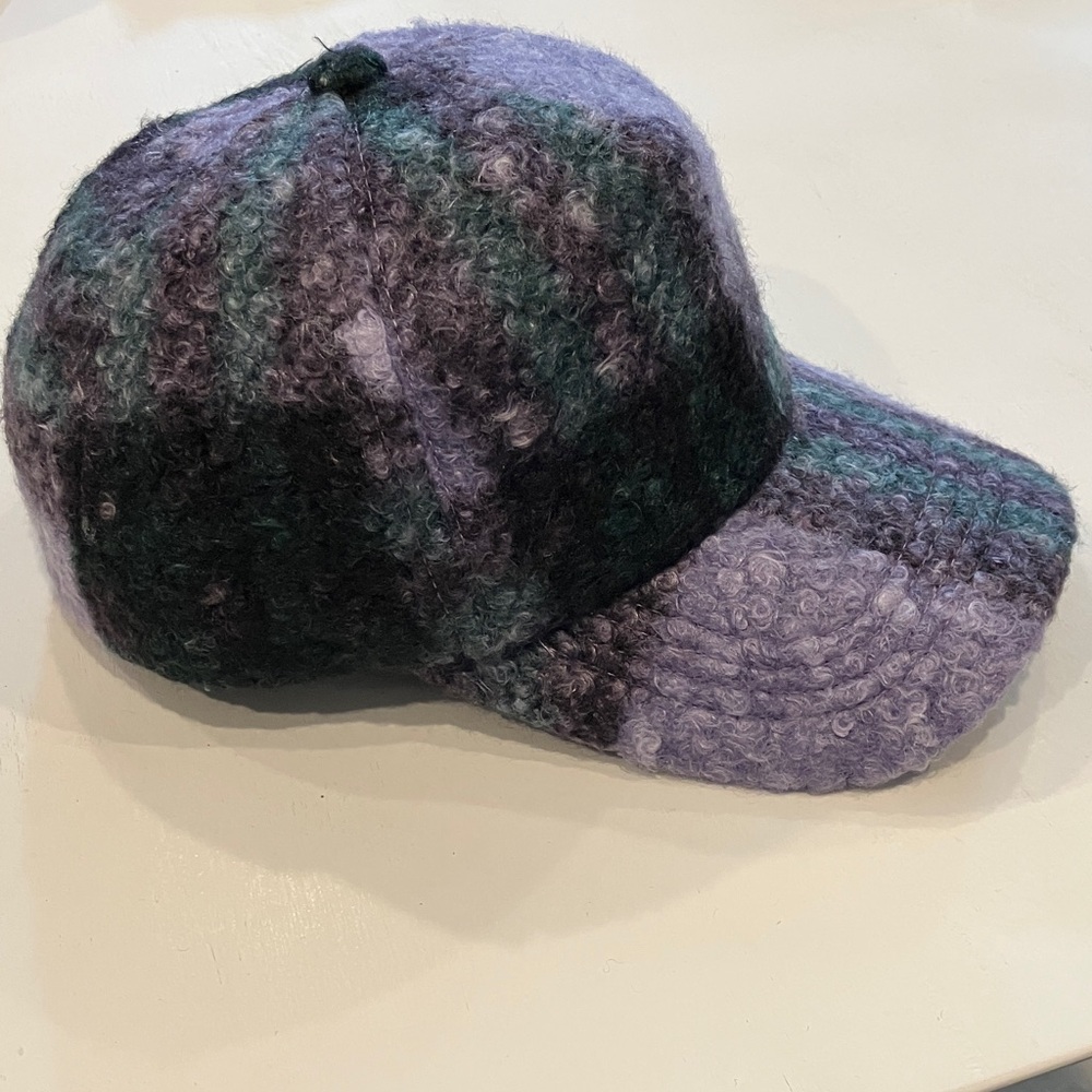 Purple & Green Textured Plaid Cap - Picture 6 of 10